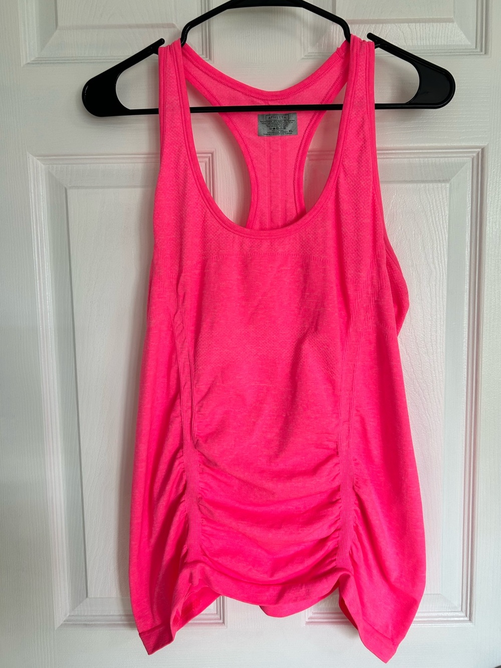 Athleta Neon Pink Fastest Track Workout Ruched Racerback Tank - Picture 1 of 7